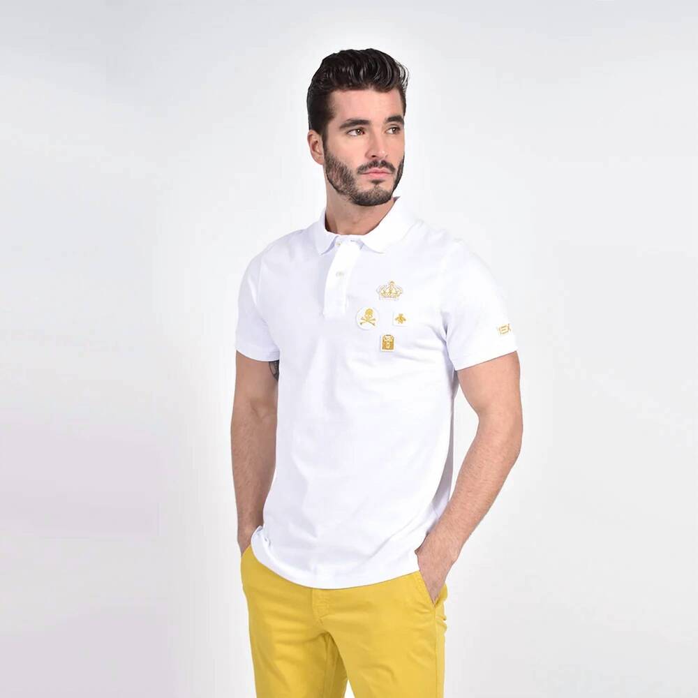 NEW EIGHT X multi patch polo in white